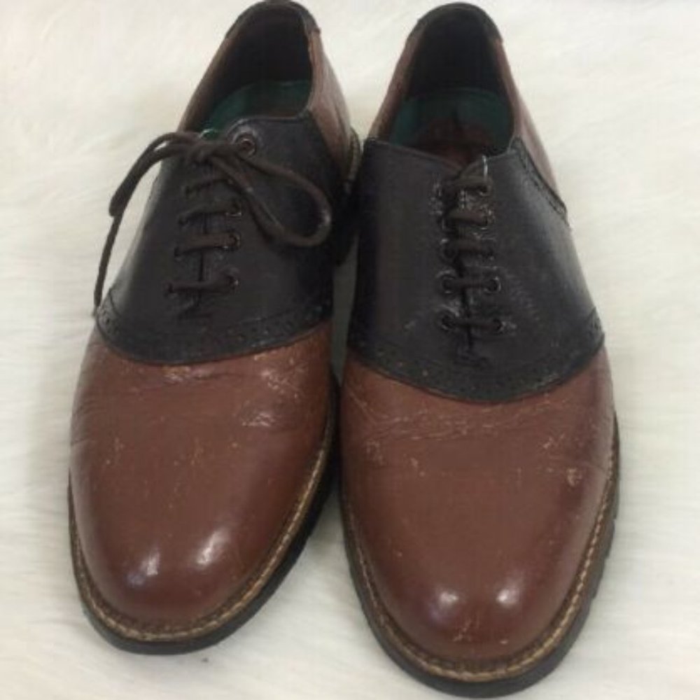 H.S Trask Black Brown Leather Oxford Shoes Size 10